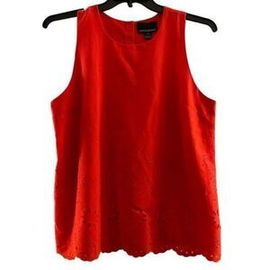 Cynthia Rowley Womens Red Floral Cut‎ Out Sleeveless Blouse Size L